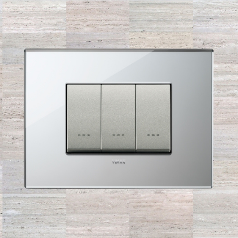 Vimar Eikon Glass 3 Gang Switch - Ice Silver - 16A - PHOTO 6