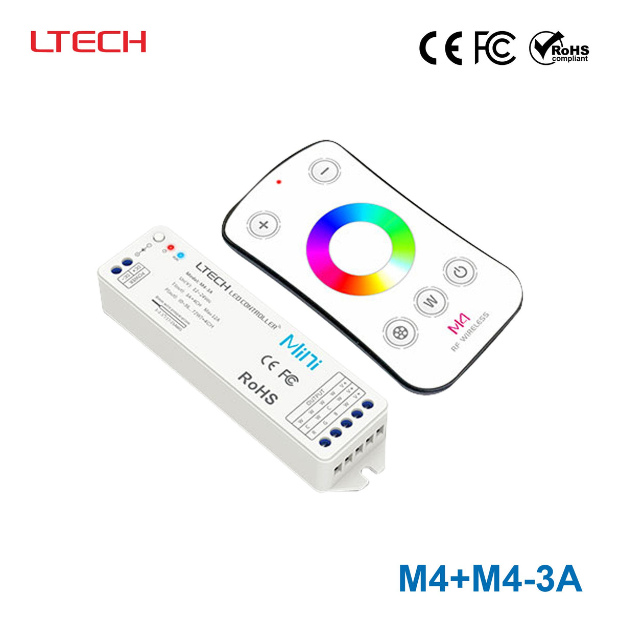 Ltech M4+M4-3A Mini Controller with RF Remote - RGBW