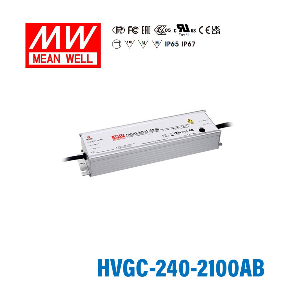 Mean Well HVGC-240-2100AB Power Supply 240W 2100mA - Adjustable and Dimmable