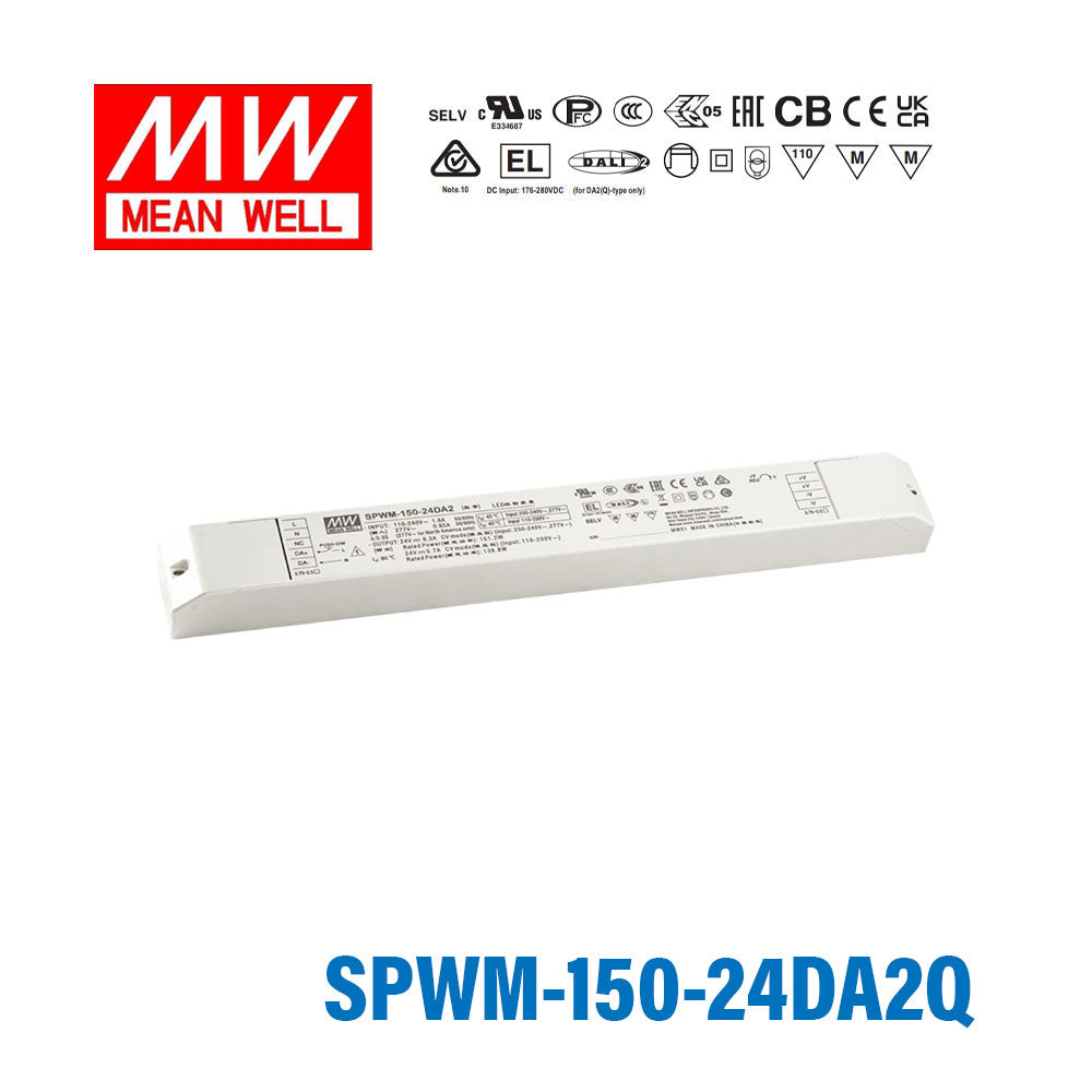 MEAN WELL SPWM-150-24DA2Q 151.2W 24V CV LED Driver 6.3A