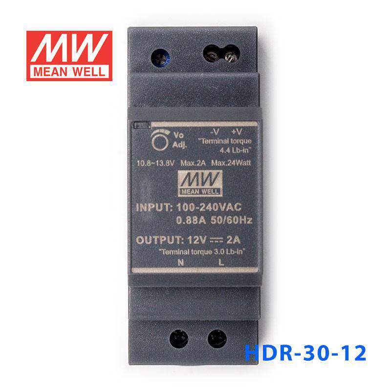 Mean Well HDR-30-12 Ultra Slim Step Shape Power Supply 30W 12V 2A - DIN Rail - PHOTO 1
