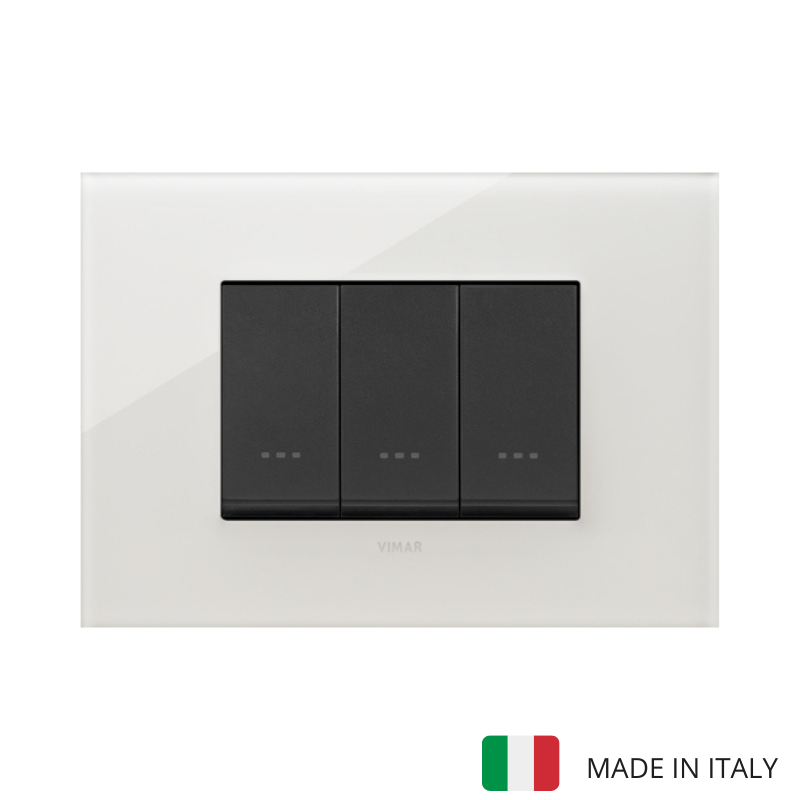 Vimar Eikon Glass 3 Gang Switch - Milky White - 16A - PHOTO 13