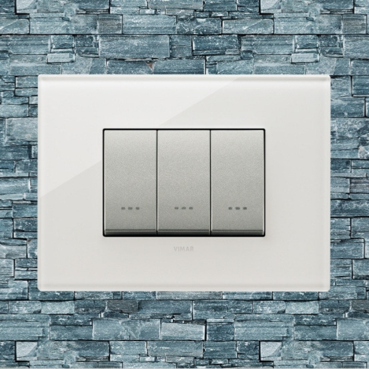 Vimar Eikon Glass 3 Gang Switch - Milky White - 16A - PHOTO 7