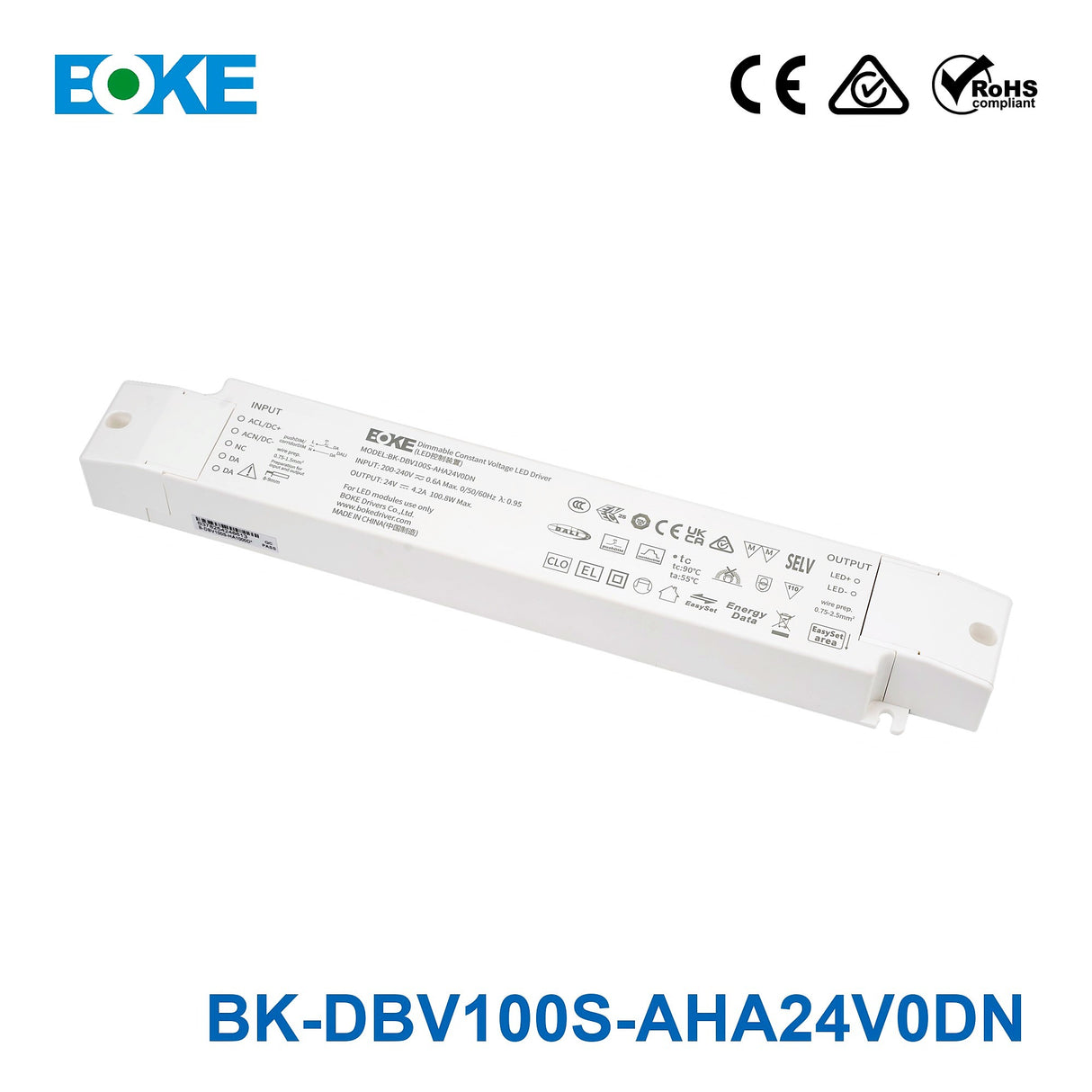 BOKE BK-DBV100S-AHA24V0DN 100W 24V DALI-2 LED Driver 4.2A