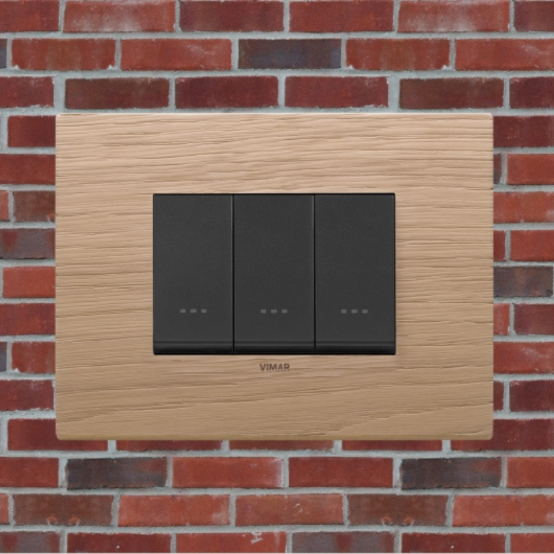 Vimar Eikon Wood 3 Gang Switch - Oak - 16A - PHOTO 2
