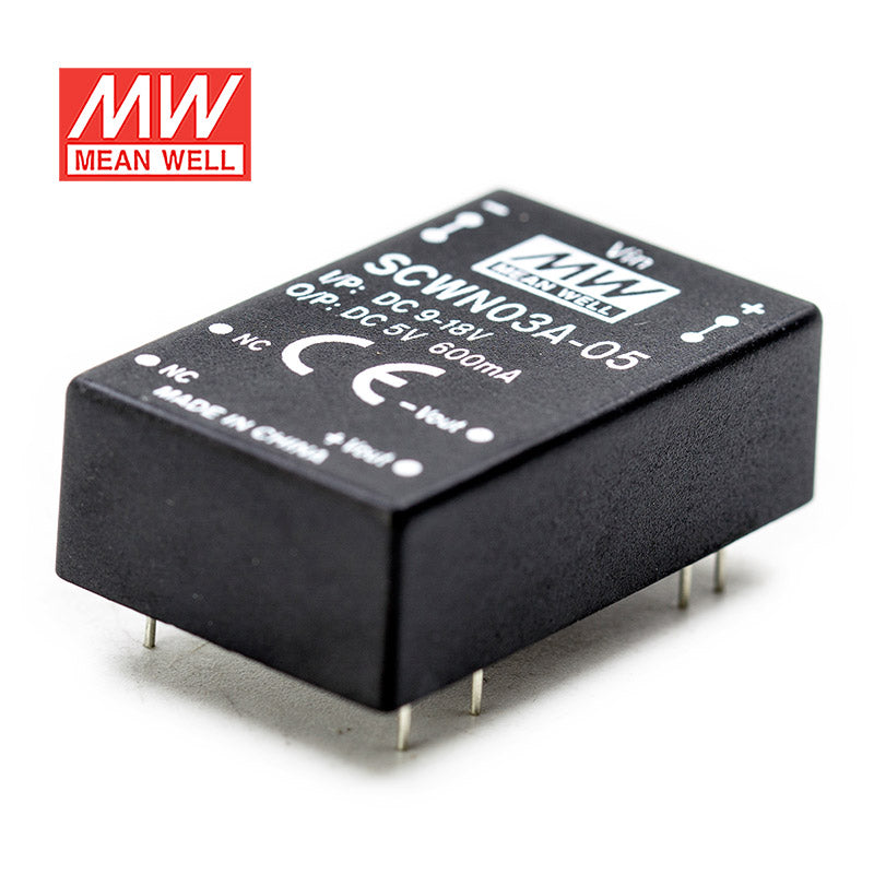 Mean Well SCWN03A-05 DC-DC Converter - 3W 9~18V DC in 5V out 600mA