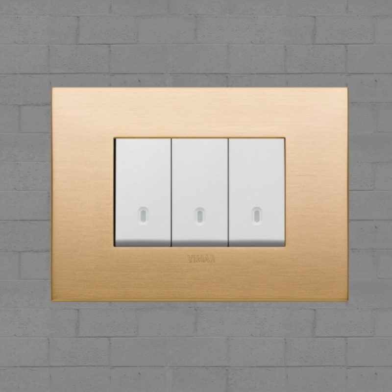 Vimar Arke Metal 3 Gang switch - Brushed Brass - 16A - PHOTO 5
