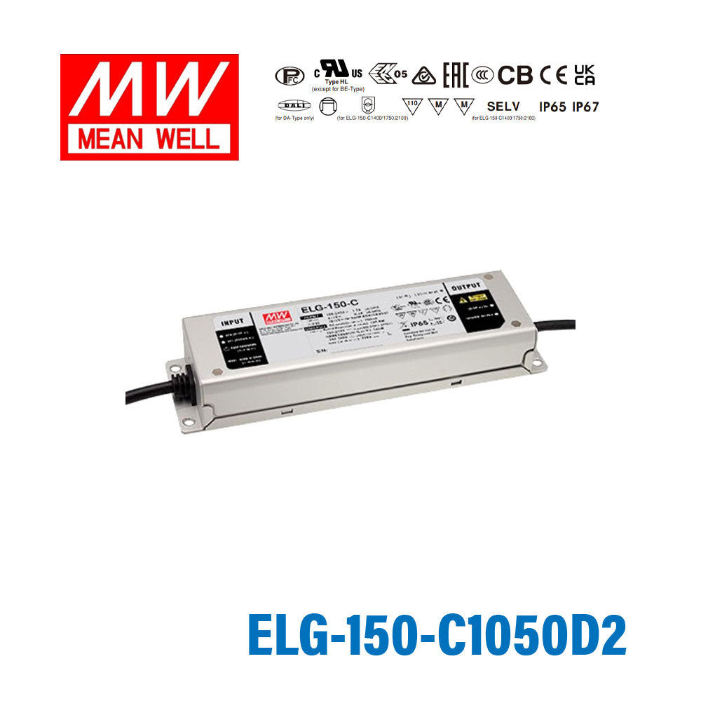 Mean Well ELG-150-C1050D2 AC-DC Single output LED Driver (CC) with PFC