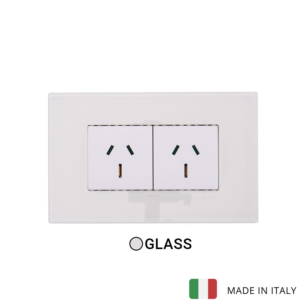 Vimar Eikon Glass 2 Socket - Milk White - 15A