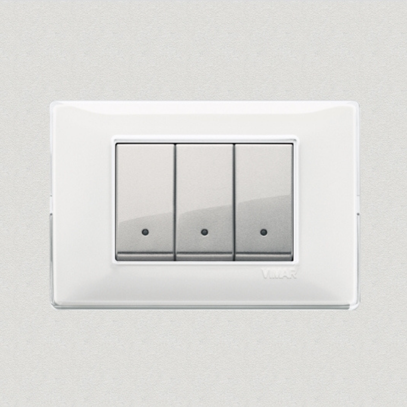 Vimar Plana Plastic 3 Gang Switch - Reflex Snow - 16A - PHOTO 1