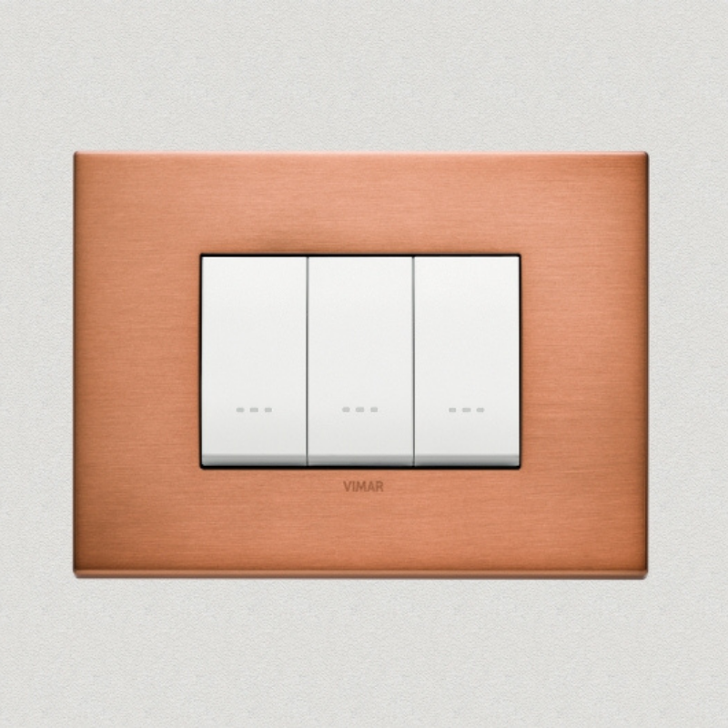 Vimar Eikon Metal 3 Gang Switch - Brushed Copper - 16A - PHOTO 3