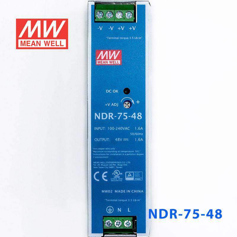 Mean Well NDR-75-48 Single Output Industrial Power Supply 75W 48V 1.6A - DIN Rail - PHOTO 2