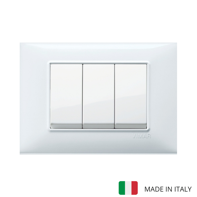 Vimar Plana Plastic 3 Gang Switch - White - 16A