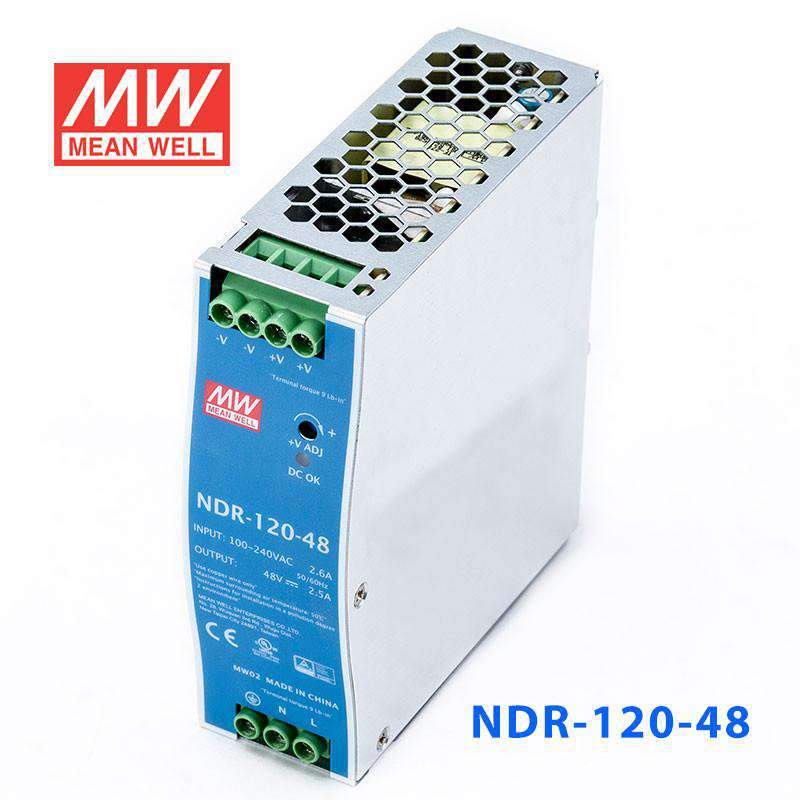 Mean Well NDR-120-48 Single Output Industrial Power Supply 120W 48V 2.5A - DIN Rail - PHOTO 1