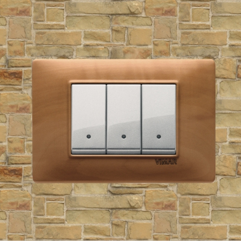 Vimar Plana Wood 3 Gang Switch - Wood Pear Tree - 16A - PHOTO 13