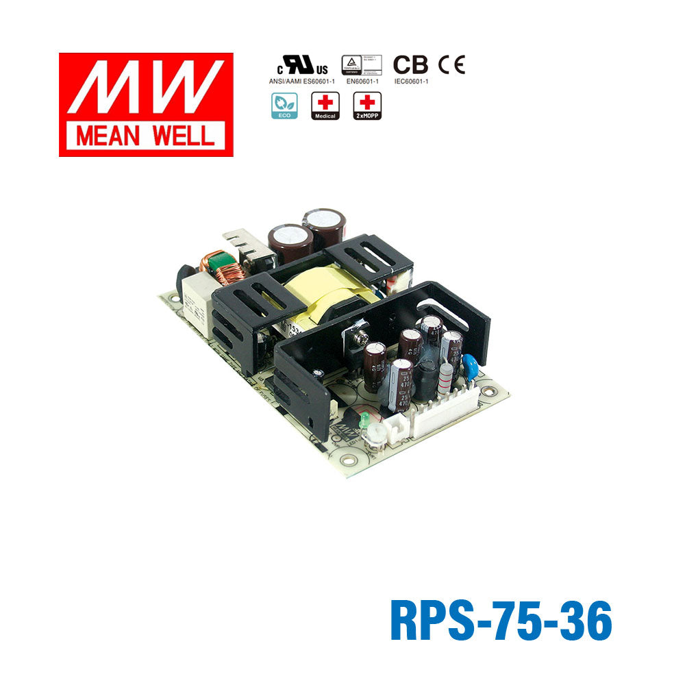 Mean Well RPS-75-36 Green Power Supply W 36V 2.1A - Medical Power Supply