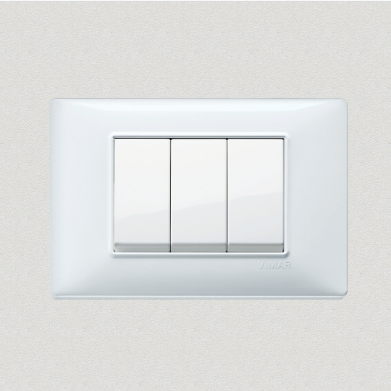 Vimar Plana Plastic 3 Gang Switch - White - 16A - PHOTO 3