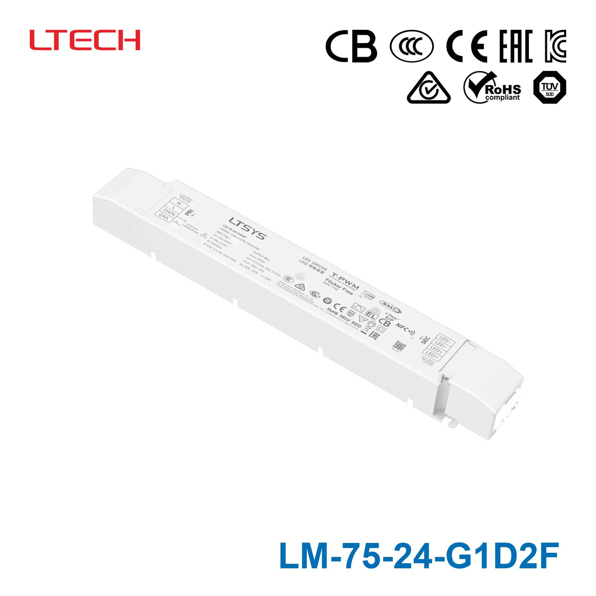 Ltech LM-75-24-G1D2F 75W 24V NFC CV DALI-2 LED Driver 3.125A
