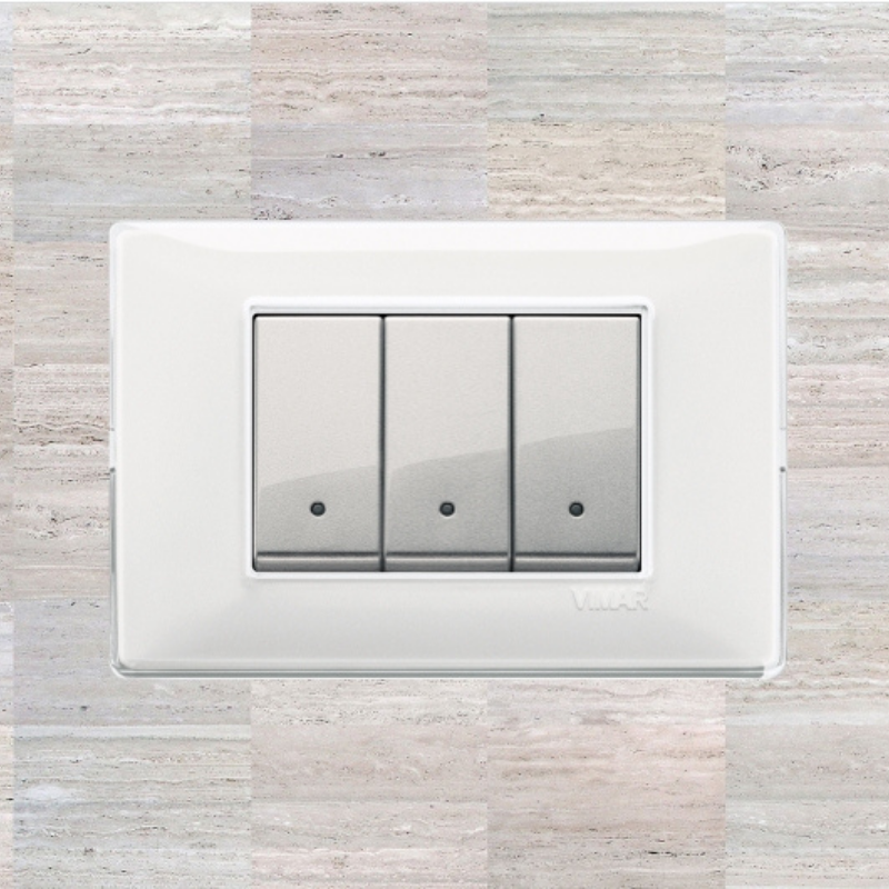 Vimar Plana Plastic 3 Gang Switch - Reflex Snow - 16A - PHOTO 3