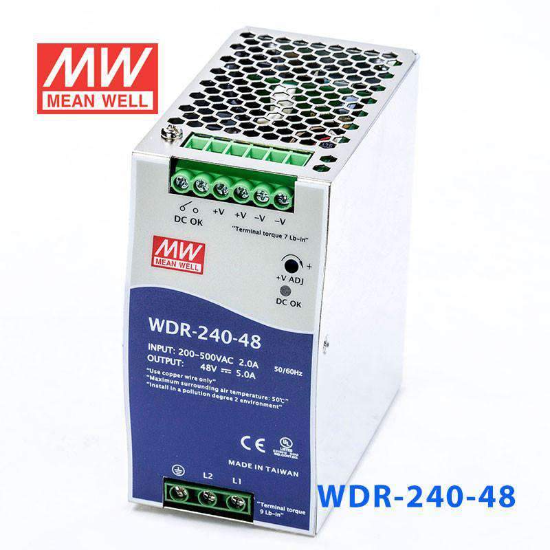 Mean Well WDR-240-48 Single Output Industrial Power Supply 240W 48V 5A - DIN Rail - PHOTO 1