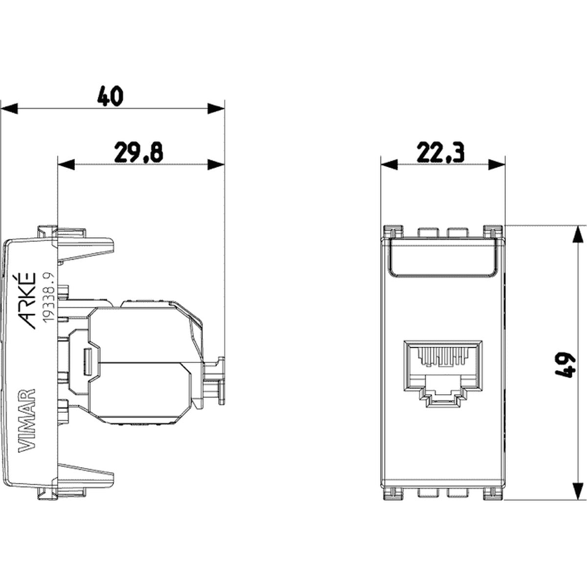 Arke RJ45 Cat 6 Netsafe UTP Outlet White - PHOTO 3