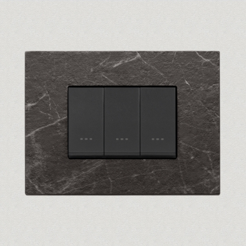 Vimar Eikon Marble 3 Gang Switch - Black Marquina - 16A - PHOTO 9