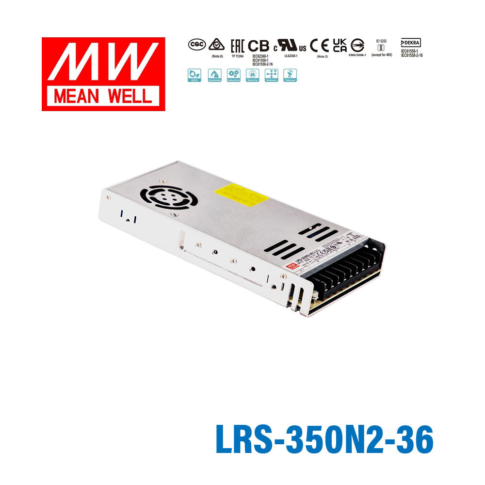 Mean Well LRS-350N2-36 Single Output High Peak Power Supply 349.2W 36V, 2 Times Peak Power 9.7A