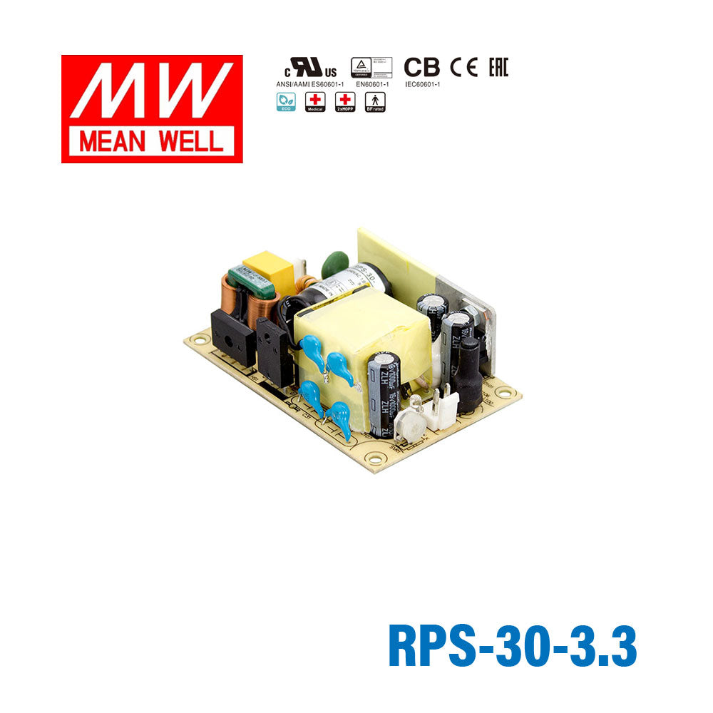 Mean Well RPS-30-3.3 Green Power Supply W 3.3V 6A - Medical Power Supply