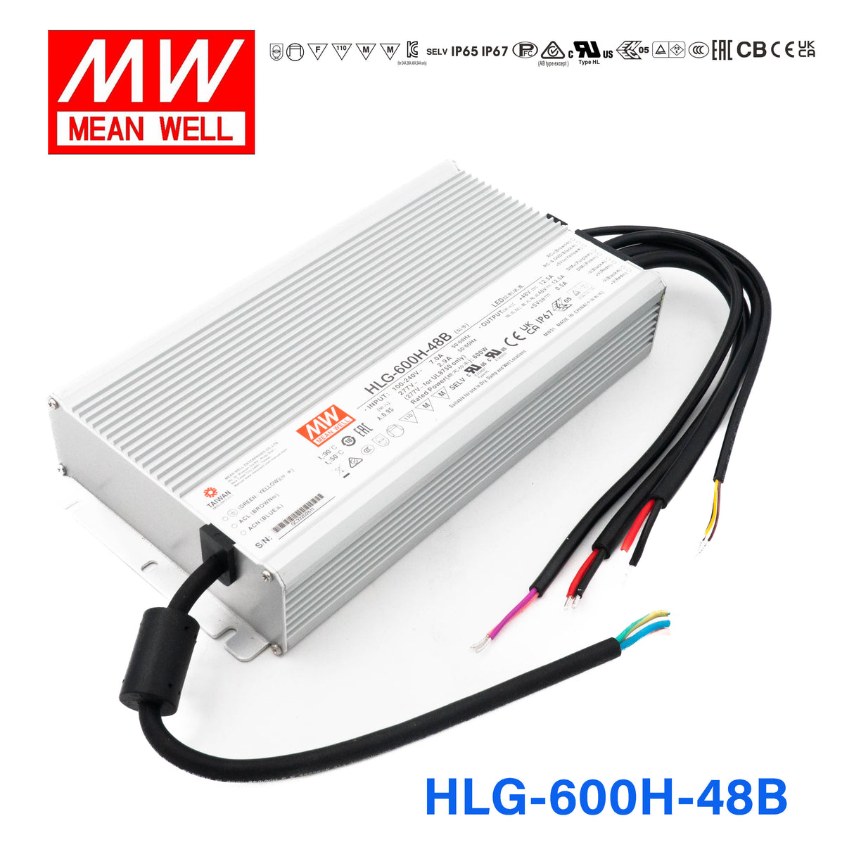 Mean Well HLG-600H-48B Power Supply 600W 48V- Dimmable 12.5A