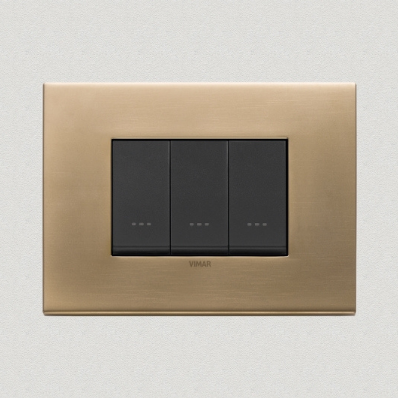 Vimar Eikon Metal 3 Gang Switch - Antique Gold - 16A - PHOTO 6