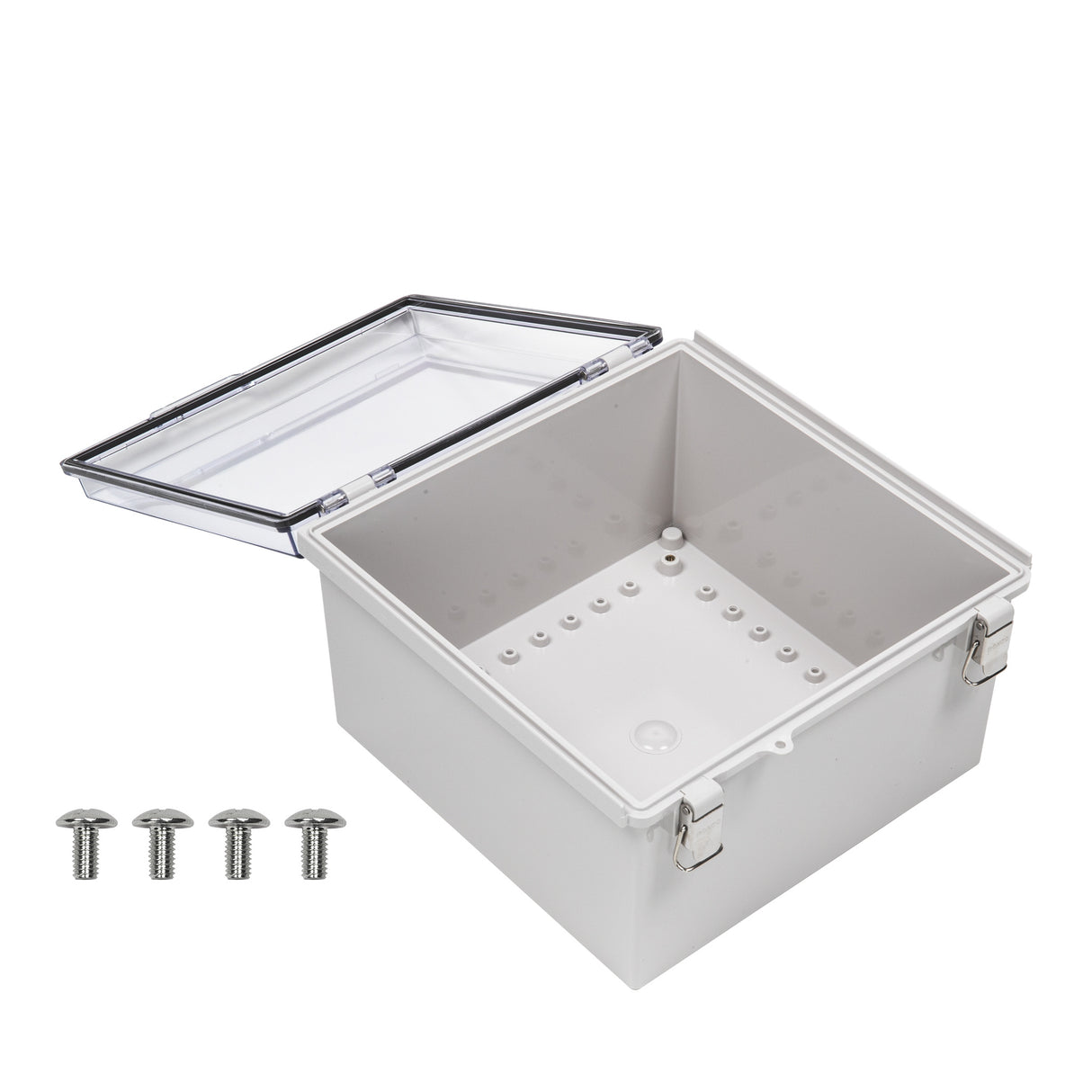 Boxco P-Series 300x300x180mm Plastic Enclosure, IP67, IK08, PC, Transparent Cover, Molded Hinge and Latch Type - PHOTO 3