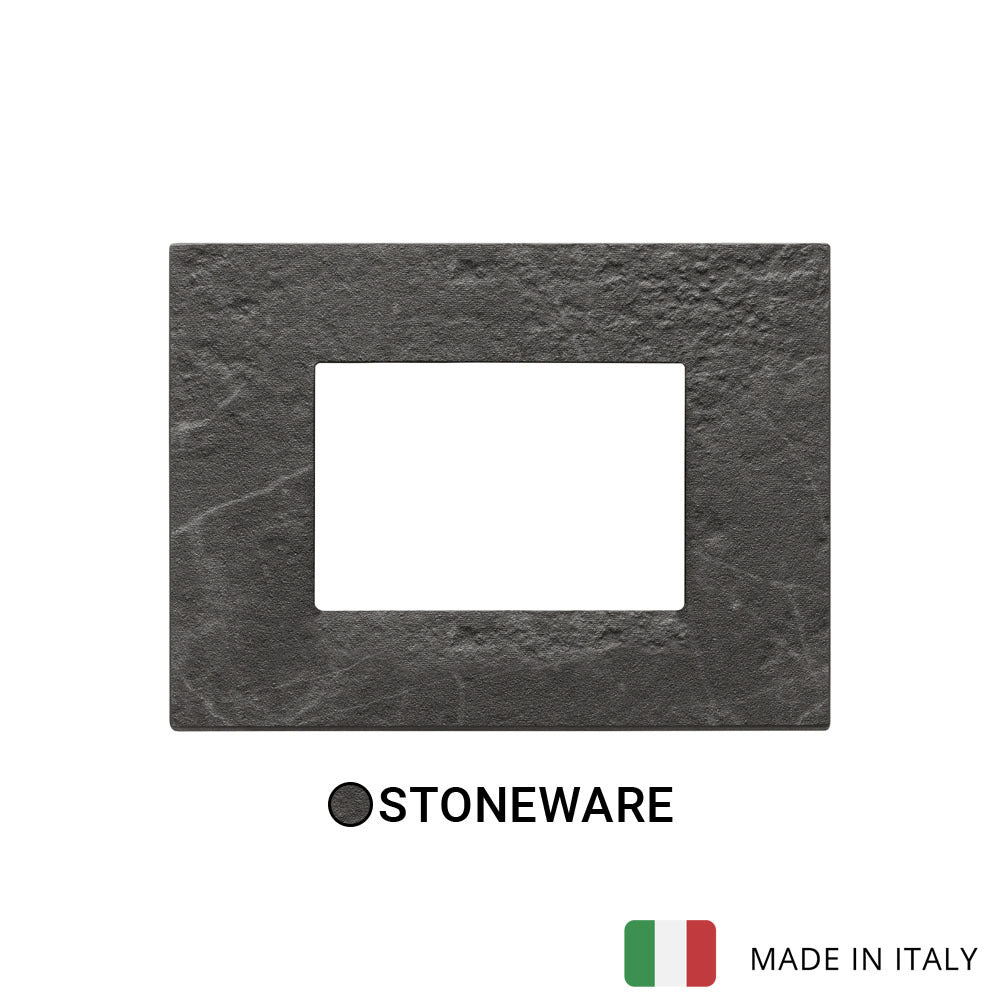 Vimar Eikon Plate 3M Marbl.Stoneware Black Marquina