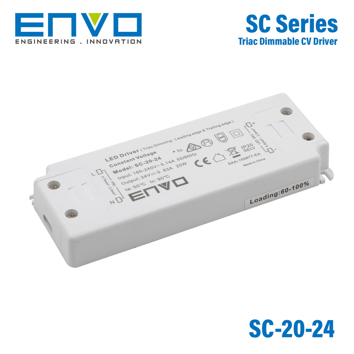 Envo SC-20-24 Power Supply 20W 24V - Triac dimmable 830mA