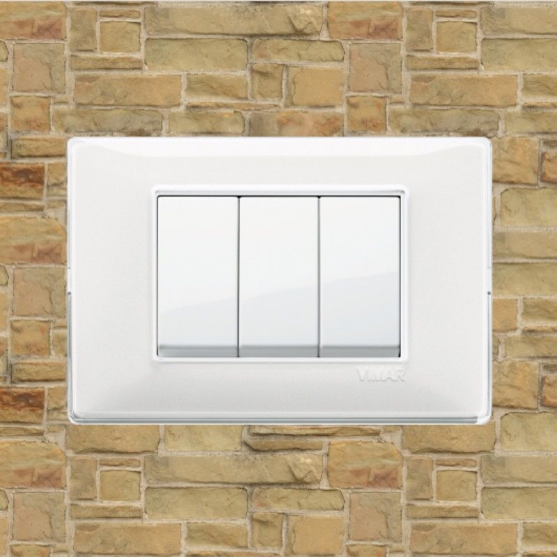 Vimar Plana Plastic 3 Gang Switch - Reflex Snow - 16A - PHOTO 6