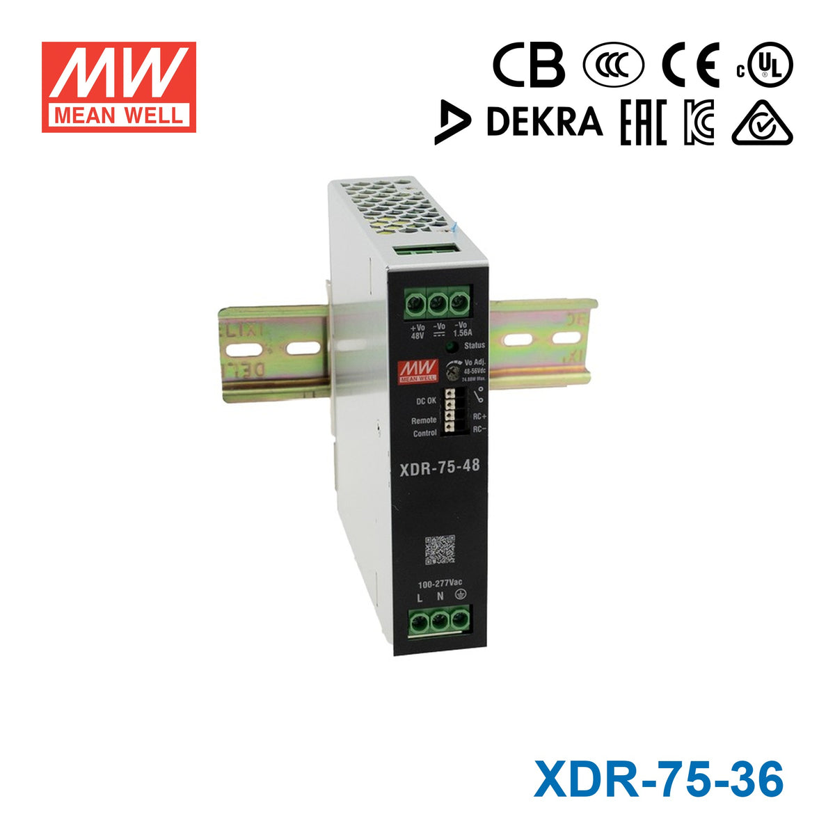 Mean Well XDR-75-36 High-End Ultra Slim Industrial Din Rail Power Supply 74.88W 36V 2.08A