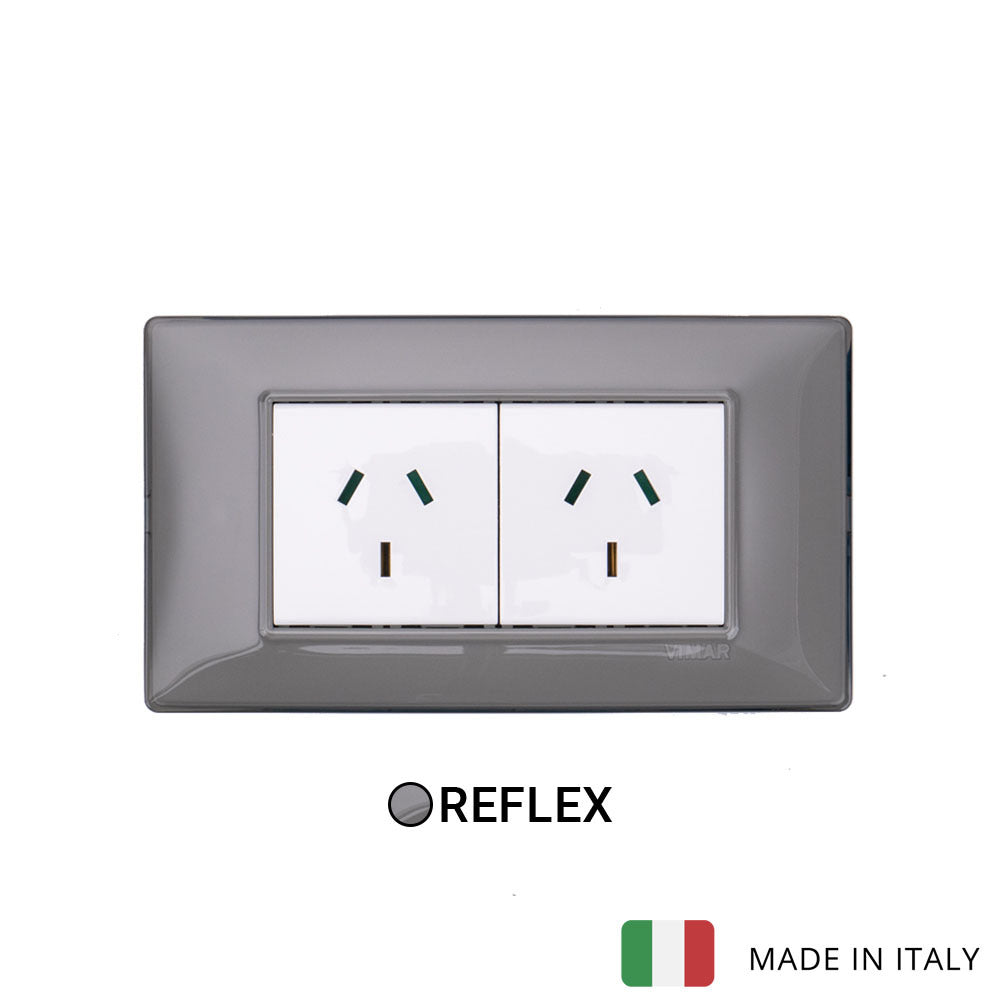 Vimar Plana Plastic 2 Socket - Reflex Ash - 10A - PHOTO 2