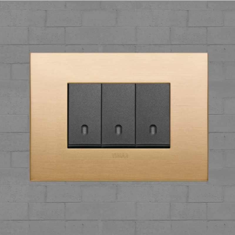 Vimar Arke Metal 3 Gang switch - Brushed Brass - 16A - PHOTO 4