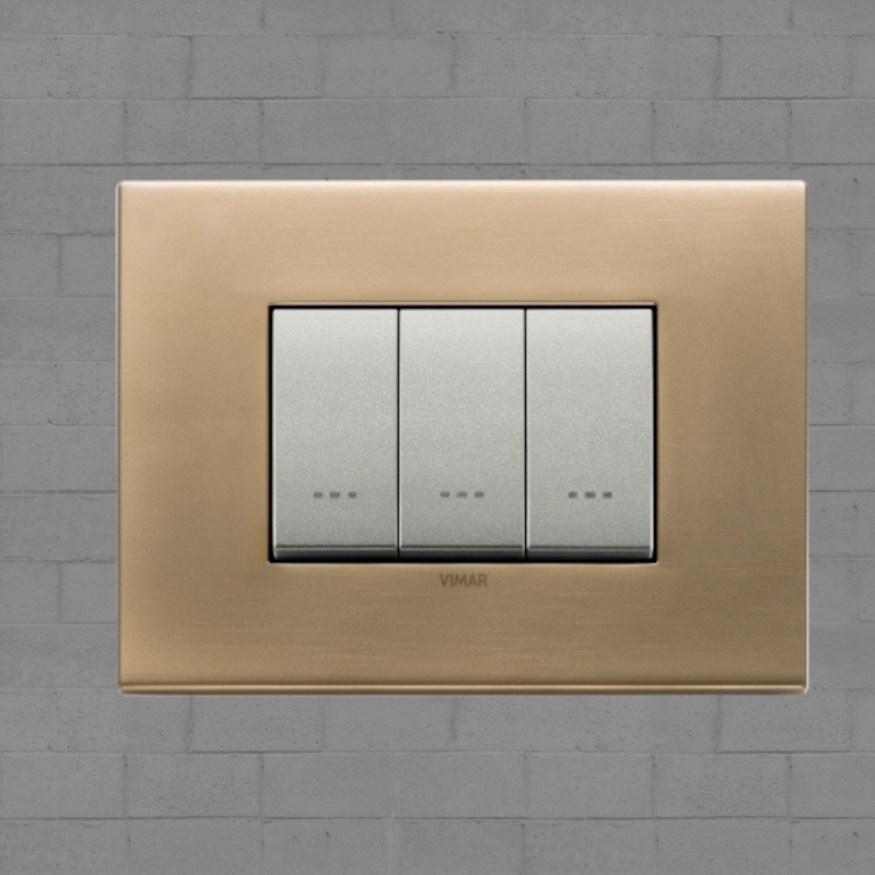 Vimar Eikon Metal 3 Gang Switch - Antique Gold - 16A - PHOTO 10