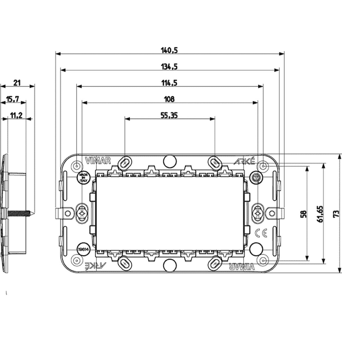 Vimar Arke Frame 4M + Screws - PHOTO 1