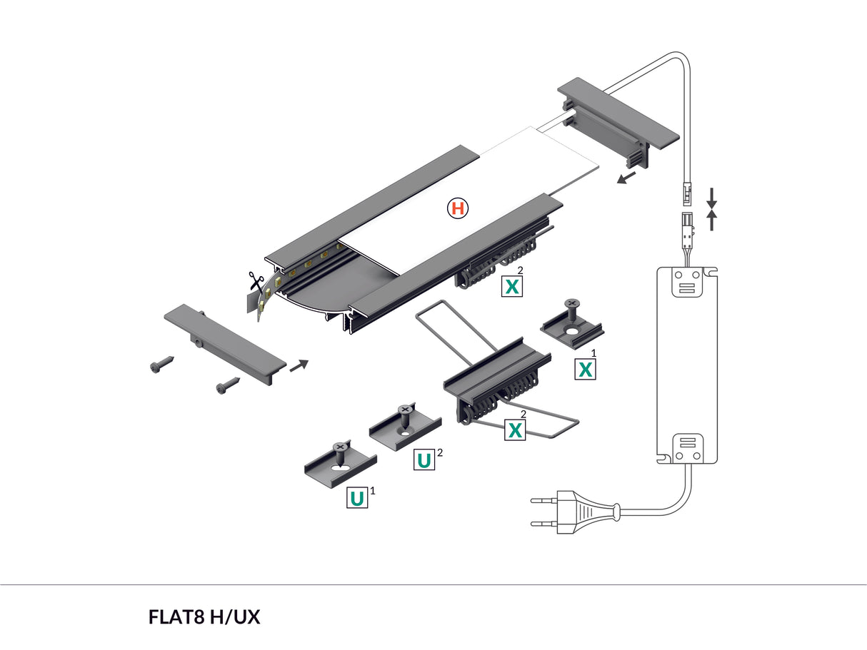 Archilight PATEO LED Extrusion Profile Quarter Oval Shape Profile - 2 Metre - Silver - PHOTO 8