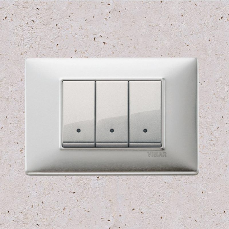 Vimar Plana Metal 3 Gang Switch - Brushed Aluminum - 16A - PHOTO 3