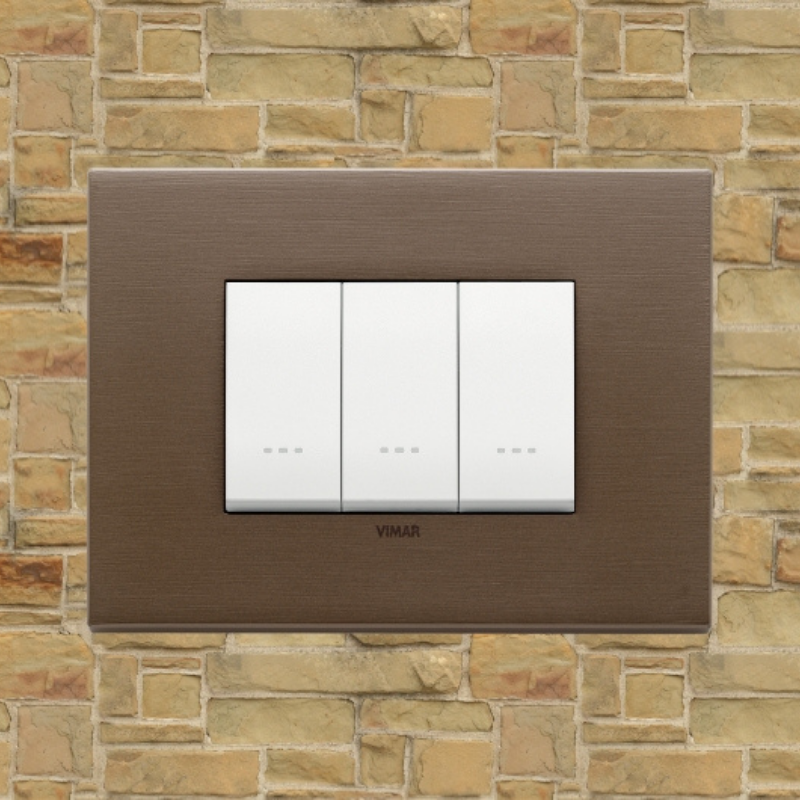 Vimar Eikon Metal 3 Gang Switch - Dark Bronze - 16A - PHOTO 4
