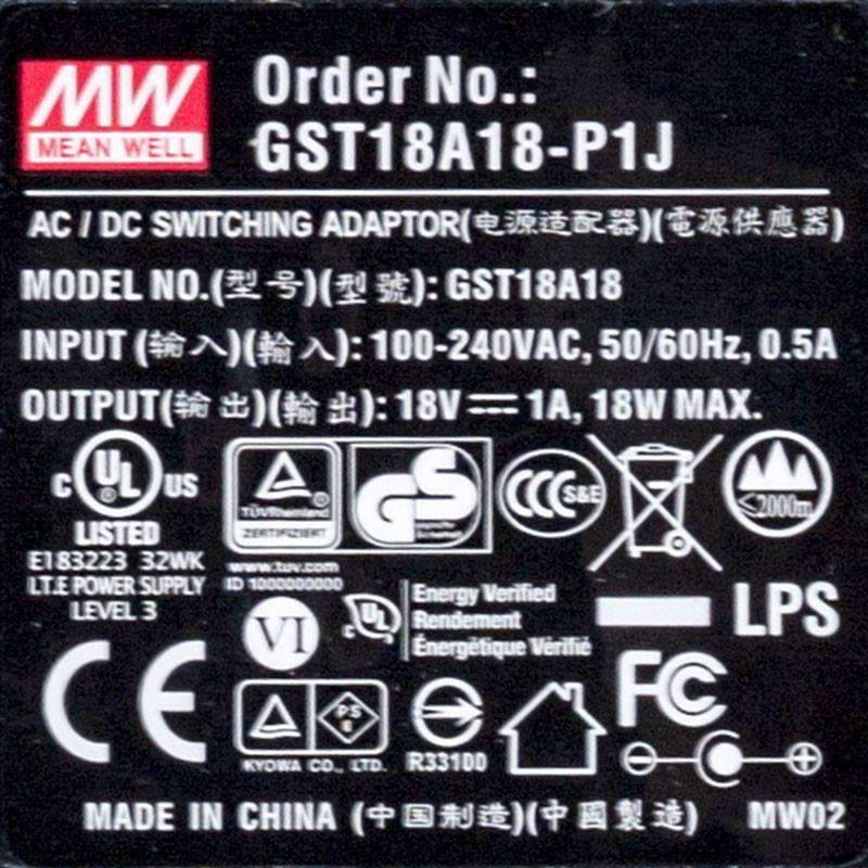 Mean Well GST18A18-P1J Power Supply 18W 18V 1A - PHOTO 4