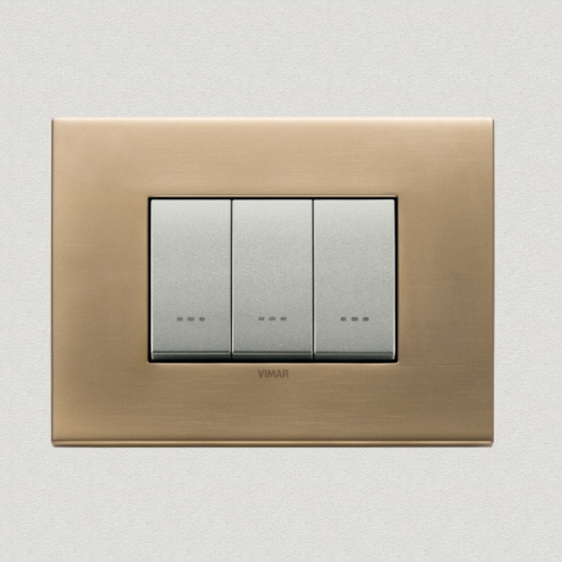 Vimar Eikon Metal 3 Gang Switch - Antique Gold - 16A - PHOTO 7