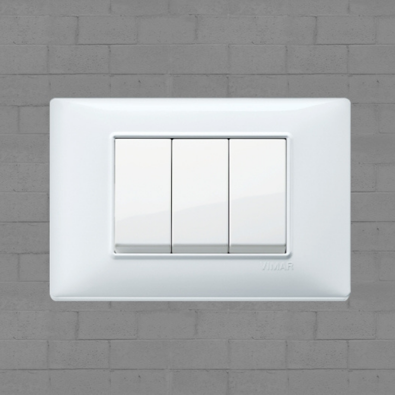Vimar Plana Plastic 3 Gang Switch - White - 16A - PHOTO 8