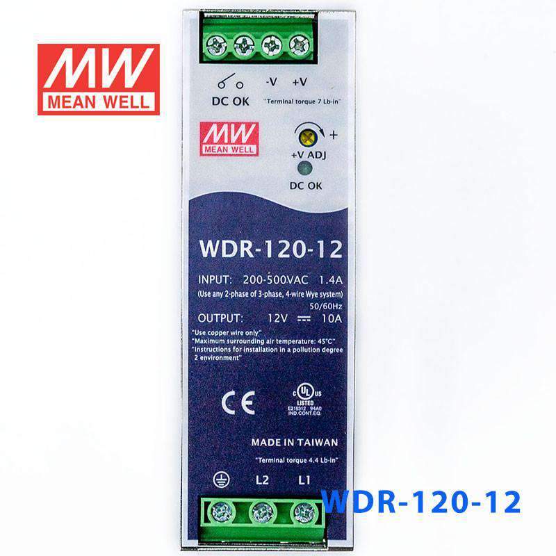 Mean Well WDR-120-12 Single Output Industrial Power Supply 120W 12V 10A - DIN Rail - PHOTO 2