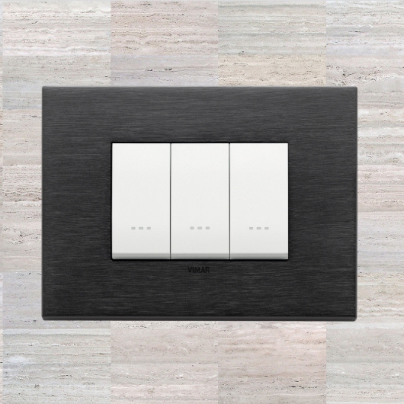 Vimar Eikon Metal 3 Gang Switch - Brushed Black - 16A - PHOTO 4