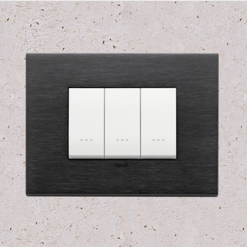 Vimar Eikon Metal 3 Gang Switch - Brushed Black - 16A - PHOTO 10
