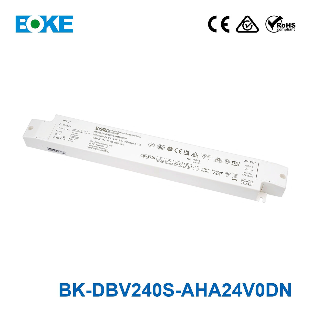 BOKE BK-DBV240S-AHA24V0DN 240W 24V DALI-2 LED Driver 10A