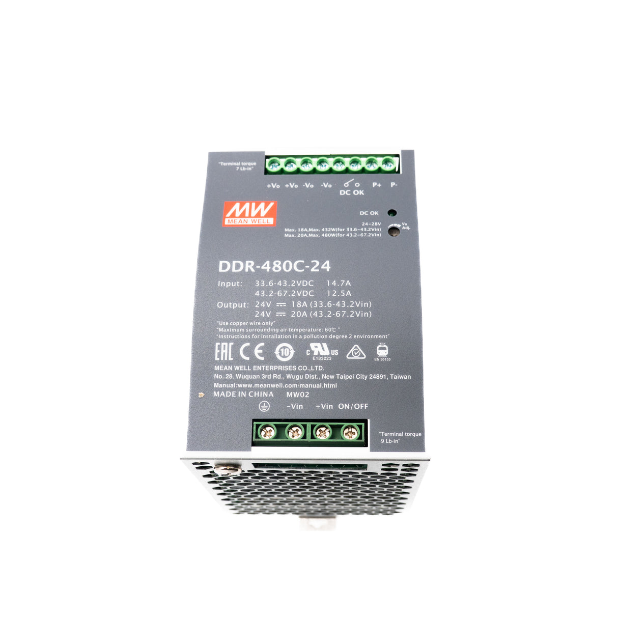 Mean Well DDR-480C-24 DC-DC Converter - 480W - 33.6~67.2V in 24V out 20A - PHOTO 1